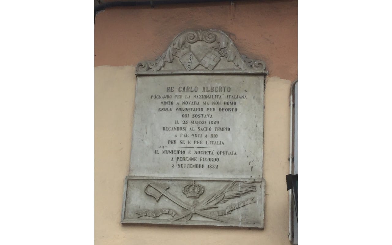 Lapide in memoria del passaggio del re Carlo Alberto